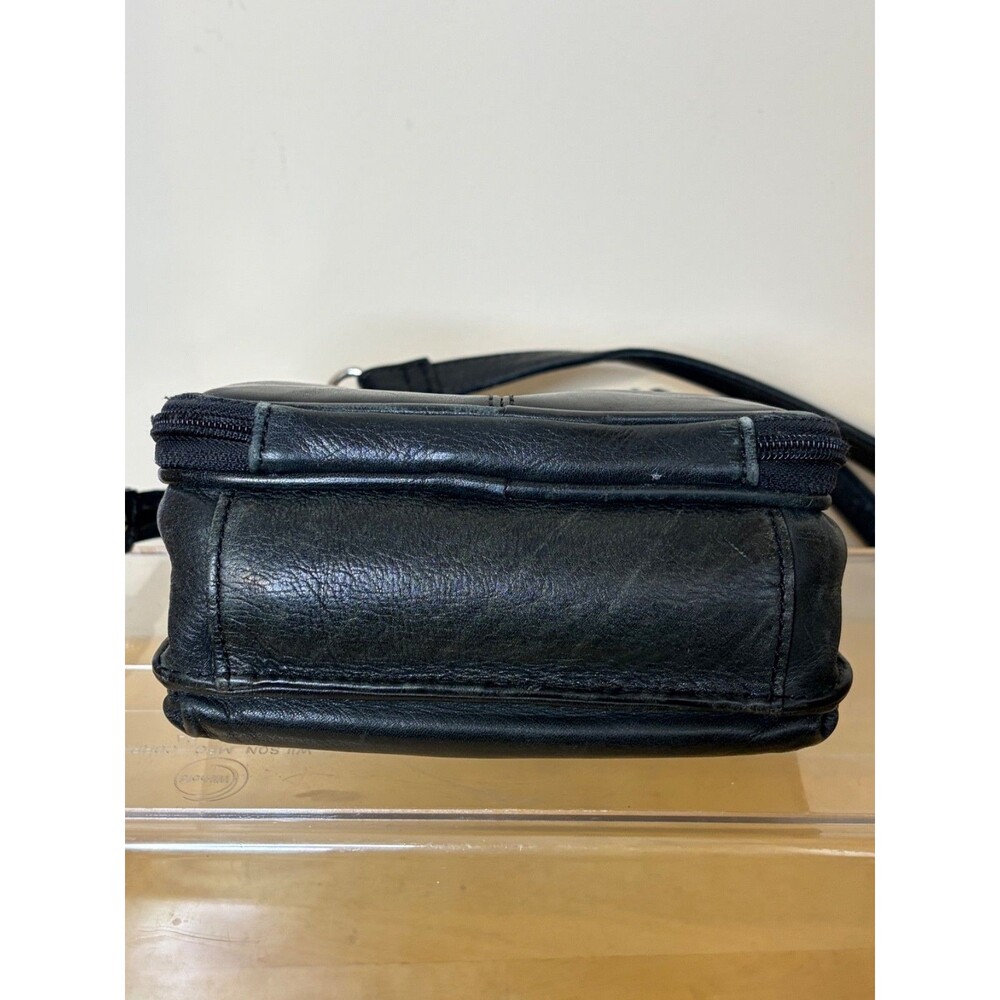 Vintage Fossil Black Leather Crossbody Travel Purse Shoulder Bag - Picture 10 of 14